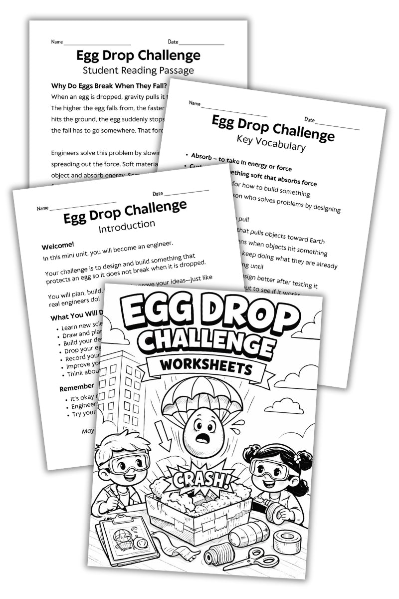 Egg Drop Challenge Worksheets | STEM Engineering Activity – Mombrite