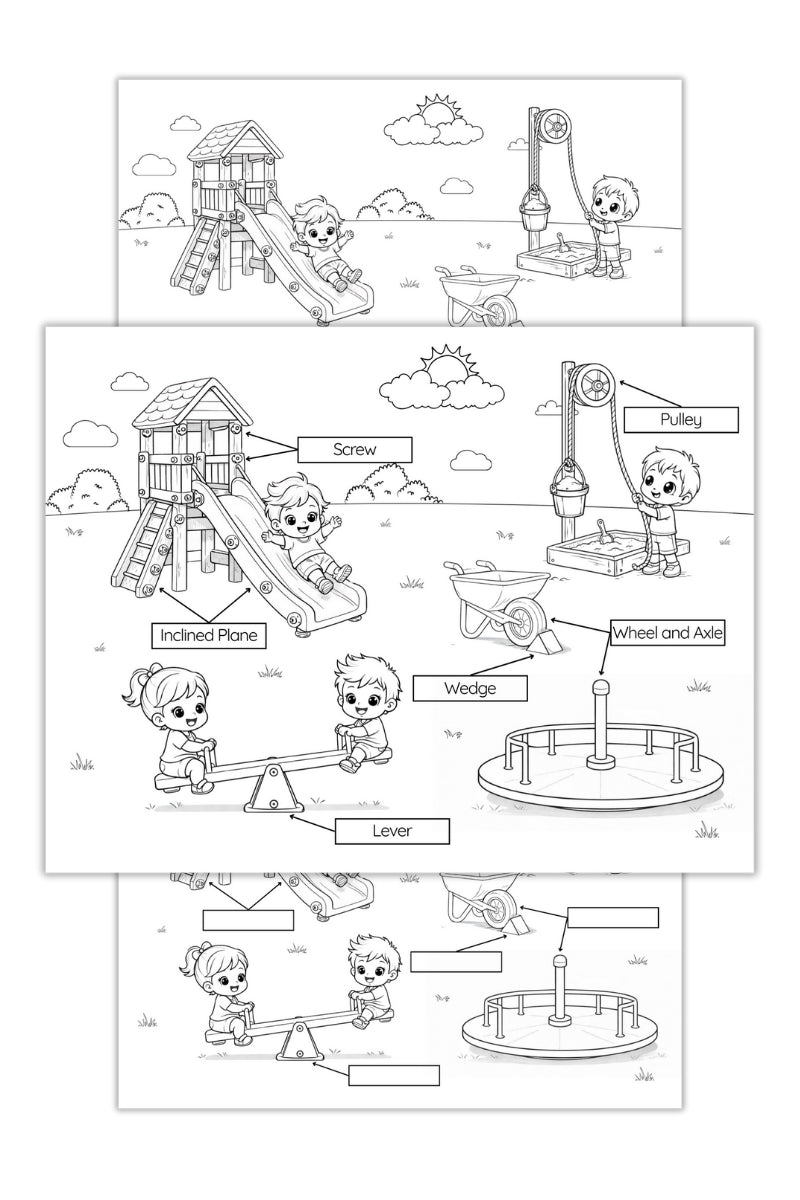 Simple Machine Color Pages Simple Machines Playground Coloring Page | STEM Science for Kids – Mombrite