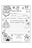 Dear Santa letter coloring page printable for kids with Christmas illustrations