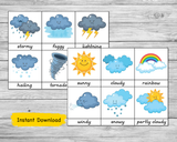 Weather 3-Part Montessori Cards - Mombrite