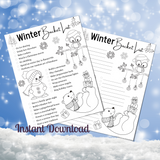 Winter Bucket List Coloring Page - Mombrite