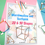 marshmallow and toothpick geometry 2d and 3d shapes printable cover page